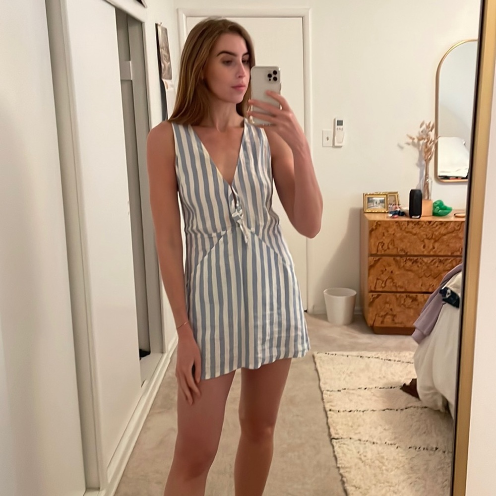 Reformation Blue and White Striped Mini Dress